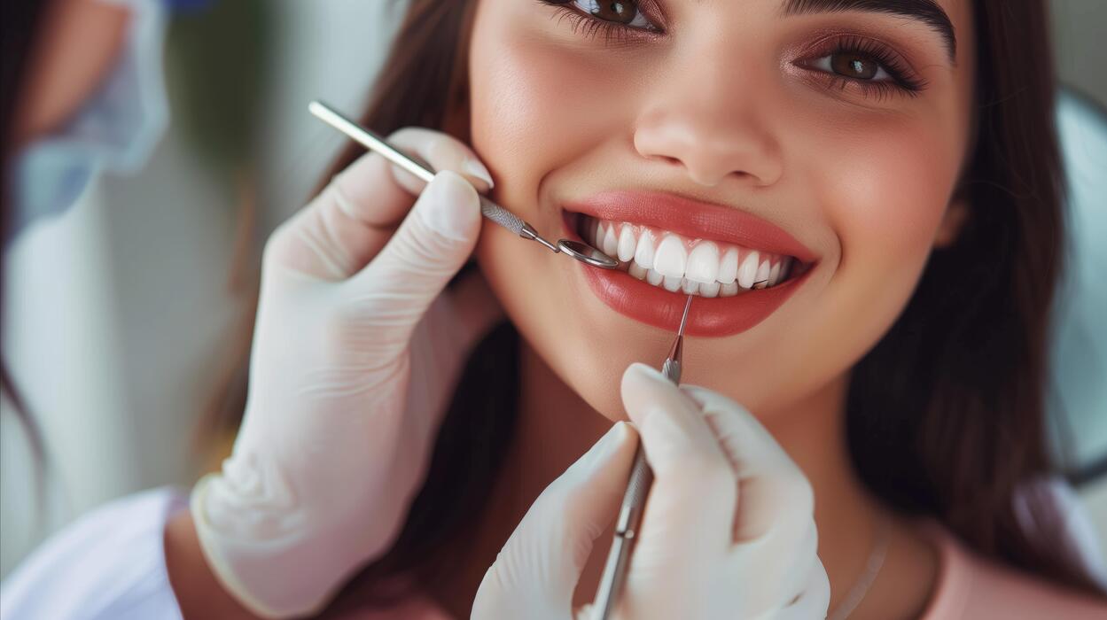 Patient smiling during a dental check-up at Biolume Dental Care, Vashi